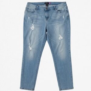 Torrid Denim Women‎ 20 Light Wash Distressed Boyfriend Jeans Blue Plus Size 20